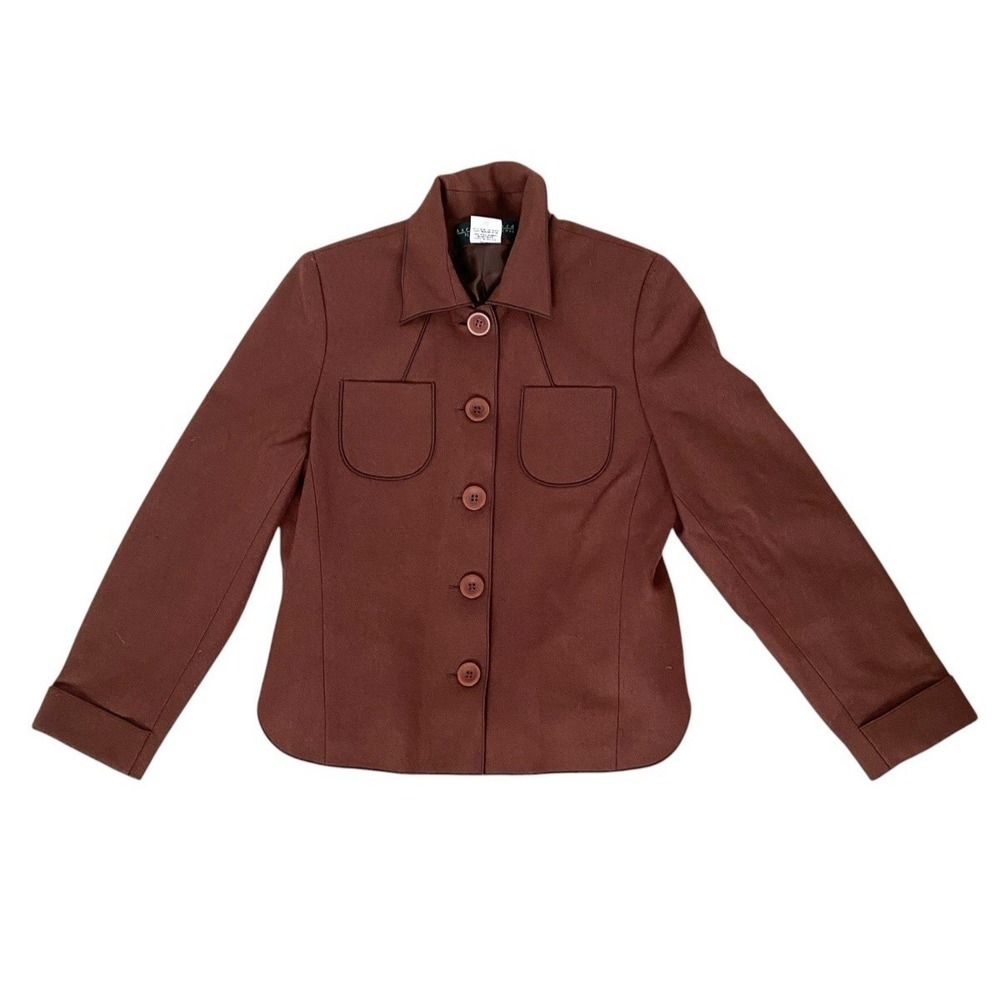 Vintage Harve Benard Womens Fall Harvest Brown Suit Lined Fleece Feel Size 8P - Picture 2 of 11